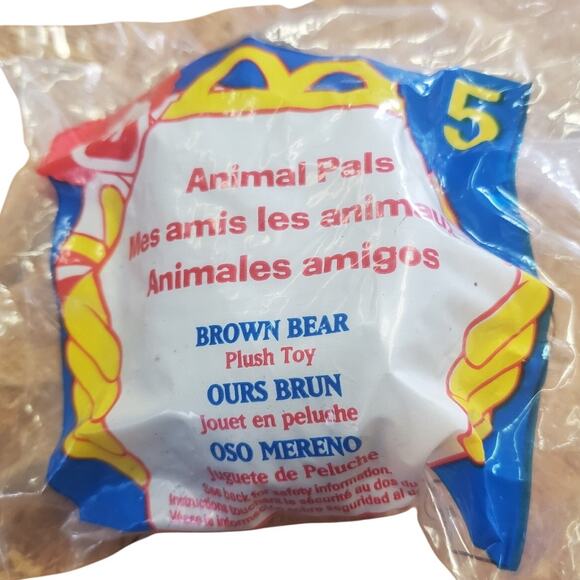 1997 McDonalds Happy Meal Animal Pals 5 Brown Bear New in Package - Picture 1 of 2